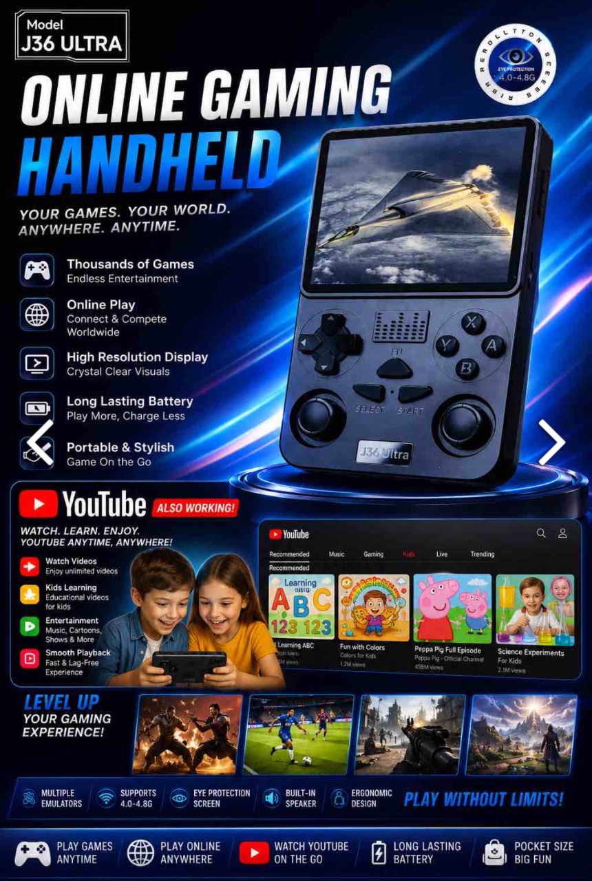 J36 Ultra Online Gaming Handheld Console Unlimited Gaming & Entertainment – Anytime, Anywhere!