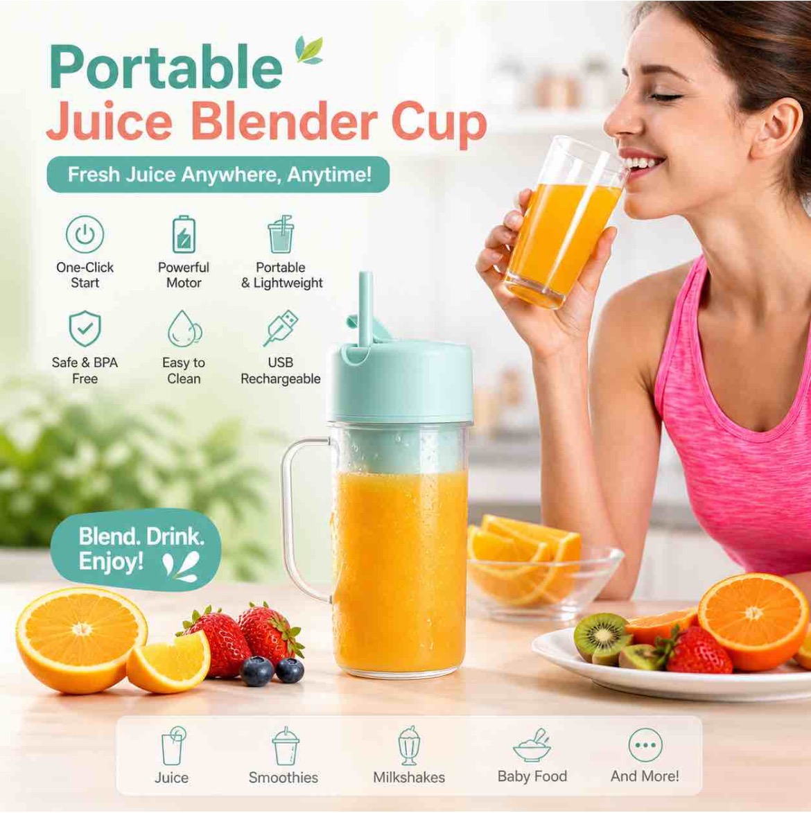 Portable Juice Blender Cup: Fresh Nutrition On-the-Go