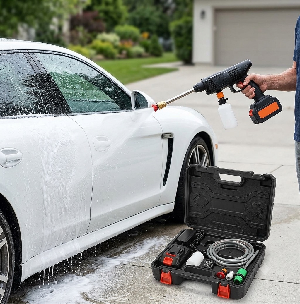 Rechargeable Cordless High Pressure Water Spray Gun for Cars & Bikes